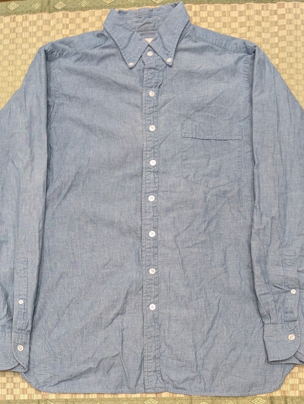 Drake's Cotton Chambray Button Down Shirt Men's Size 16.5 / 42 Made in England